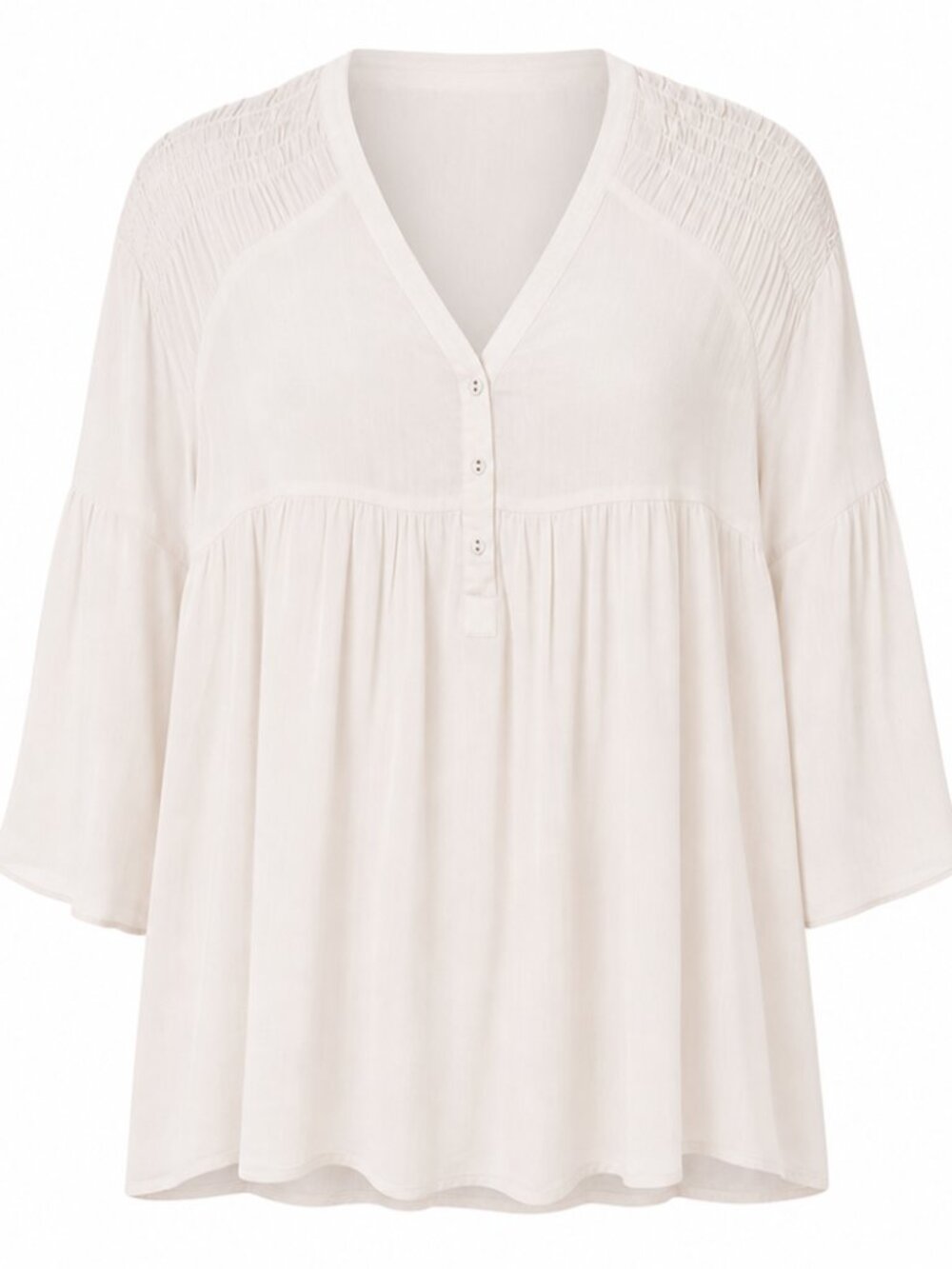 She + Sky Soft Girl Babydoll Girly Boho Gauze Cream Bell Sleeve Blouse small